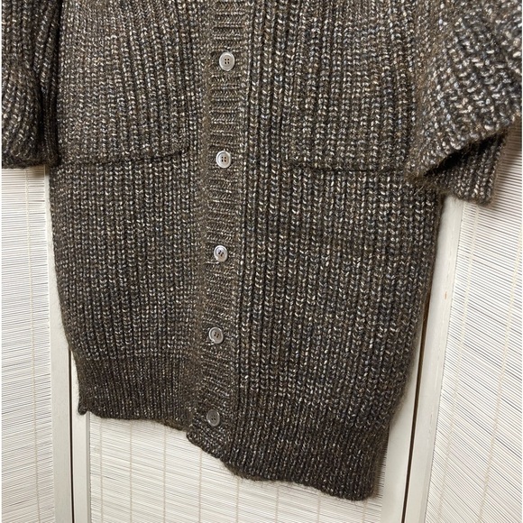 Michael Kors Collection Metallic Ruffle Cardigan Chocolate Brown Size S NWT - Picture 5 of 13